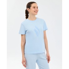 Skechers W Regular Fit Graphic T-Shirt Kadın Mavi Tshirt S2610057-0721