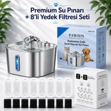 2.2l Paslanmaz Çelik Kedi Köpek Su Pınarı/su Sebili Model : SSPF-434 + 8'li Aktif Karbon Yedek Filtre Seti | Başlangıç Paketi