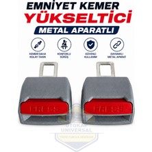 Otokap Universal Emniyet Kemeri Konumlandırıcı Gri 2 Adet Metal Aparatlı Tüm Araçlara Uyumlu Emniyet Kemeri Ayarlayıcı