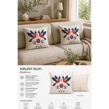 Elvoran Joy Folk Sanatı Kuş Desenli Dekoratif Tek Taraf Baskılı Kırlent Kılıfı 43X43 cm – Modern Iskandinav Salon Yastık Kılıfı