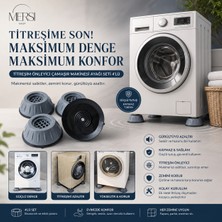 Mersi Shop Titreşim Önleyici Çamaşır Makinesi Ayağı Seti 4’lü | Kaymaz Yükseltici Makine Altlığı ve Dengeleyici Ped