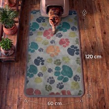 Sogood Concept XXL - Renkli Patiler Temalı Petek Dokulu Kedi Kumu Yakalama Paspası - 60 x 120 cm