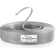 Poke Dekoratif Neon LED Tabelalar Için Şeffaf Ikili Kalay Kordon Kablo 2x0.75 - 100 Metre