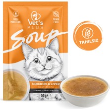 Vet's Plus Tavuklu ve Ciğerli Kedi Çorbası 50GR (Tahılsız Sıvı Kedi Ödülü)
