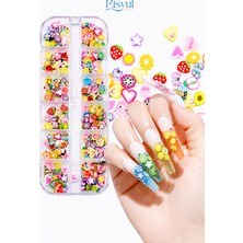 Misyul Tırnak Süsleme Vivid Fruit Charm Seti, Meyve Nail Art Tırnak Süslemesi