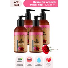 Rekze Gül Kokulu Yenilebilir Masaj Yağı 4'lü Avantaj Paketi 4 x 120 ml