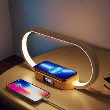 Omniax 10W Çok Fonksiyonlu Kablosuz Hızlı Şarj Istasyonu Telefon Standı LED Dijital Saat ve Gece Lambası