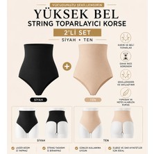 Jhena Ten ve Siyah Renk Lazer Kesim Kadın String Korse, Bel ve Çevresini Toparlayan Korse