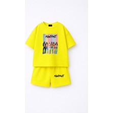 Fasardi Manifest Girls M6NIFESTGIRLS Baskılı Oversize %100 Pamuk Tişört Şort 2li Çocuk Takım