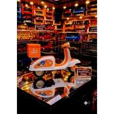 Oyuncak Sahili Vespa Primevera Sepetli Getir Market Tarzı Dıecast Metal Collectıon Motorsiklet Kırmızı Oyuncak Motosiklet 12X7CM