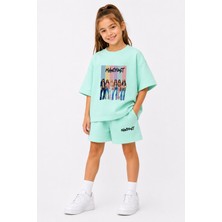 Fasardi Manifest Girls M6NIFESTGIRLS Baskılı Oversize %100 Pamuk Tişört Şort 2li Çocuk Takım