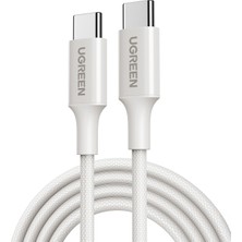 UGREEN USB-C 60W 3A QC PD Örgülü Hızlı Şarj Kablosu, 2 Metre, Beyaz, 35219