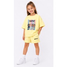 Fasardi Manifest Girls M6NIFESTGIRLS Baskılı Oversize %100 Pamuk Tişört Şort 2li Çocuk Takım