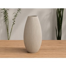 Baba Oğul 3D 3D Baskı Modern Dekoratif Vazo – Minimalist Tasarım | Ev ve Ofis Dekorasyonu - 20 cm Çizgili Motifli Vazo