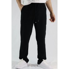 Keten Dokulu Relaxed Fit Erkek Pantolon | Ventov Siyah - Xl