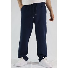 Keten Dokulu Relaxed Fit Erkek Pantolon | Ventov Lacivert - M