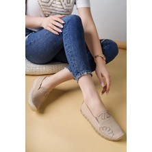 Nesil Shoes Knc 10 Bej Hakiki Deri Şeffaf Taban Kadın Ayakkabı