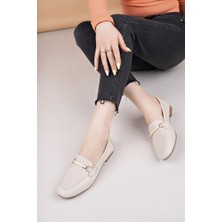 Eliz 24205 Bej Hakiki Soft Deri Günlük Kadın Ayakkabı
