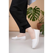Nesil Shoes Knc 033 Beyaz Hakiki Soft Deri Kadın Ayakkabı