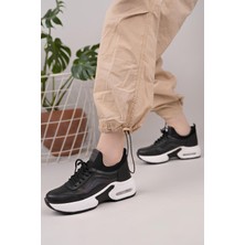 Nesil Shoes Flet 121 Siyah Beyaz Air Taban Kadın Sneakers