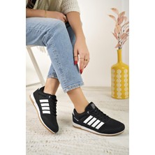 Liger 7218 Siyah Beyaz Memory Foam Kadın Spor Ayakkabı