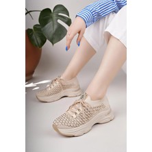 Nesil Shoes Swell 37100 Bej Triko Kadın Sneakers