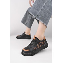 Nesil Shoes Comfo 101 Siyah Taba Hakiki Soft Deri Kadın Sneakers