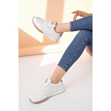Nesil Shoes Dvm 5600 Beyaz Kahve Memory Foam Kadın Sneakers