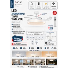 Ack LED Tavan Vantilatörü, Aydınlatmalı LED Tavan Fanı, Kumandalı Sessiz Motor