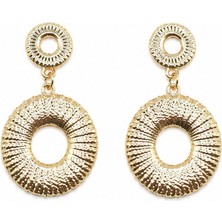 Kadın Küpe Vintage Işleme Sallantı Iki Yuvarlak 4cm Küpe