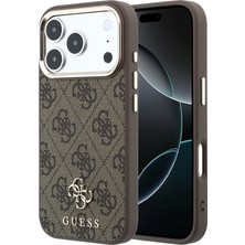 iPhone 17 Pro Kılıf Guess Lisanslı M-Safe Şarj Özellikli Small 4g ve Classic Logolu Kapak Kahverengi