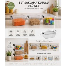 Loremp 4,5 Litre Kilitli Şeffaf Saklama Kutusu 3’lü Set – Istiflenebilir Çok Amaçlı Düzenleme ve Depolama Kutusu