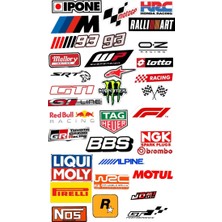 Oto Motosiklet Karışık Marka Sticker Seti - Motor Sporları Modifiye Yapıştırma (33X48 Cm)