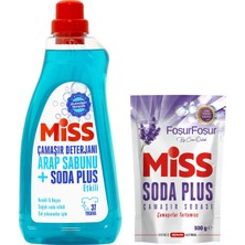 Miss Sıvı Çamaşır Deterjanı Arap Sabunu + Soda Etkili 1.5 Lt ve Soda Plus 500 gr 2 Li Set