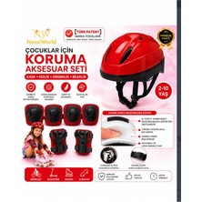 Küçük Hazine Çocuk Kaskı ve Dizlik, Dirseklik Eldiven Set Kırmız/kırmızısiyah