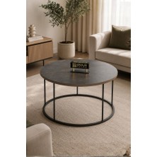 Reyo Falez Terra Lüx Gordion Yuvarlak Orta Sehpa – Modern Metal Ayaklı Salon ve Oturma Odası Sehpası 70 cm