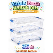 Loremp 35 Lt Saklama Kutusu Tekerlekli Kilitli Baza Altı Saklama 2 Adet