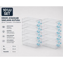 Loremp 10' Lu Set Erkek Ayakkabı Saklama Kutusu Şeffaf Kapaklı Istiflenebilir Ayakkabı Düzenleyici Organizer