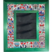 Çini Evi Yeşil Çerçeve Çini Desenli Ayna