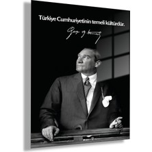 Gaagart Temperli Gerçek Cam Tablo Makam Panosu Atatürk Sözleri Türkiye Cumhuriyetinin Temeli Kültürdür