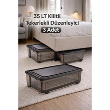 Loremp 35 Lt Saklama Kutusu Tekerlekli Kilitli Baza Altı Saklama 3 Adet