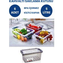 Loremp Kahvaltı Saklama Kabı Saklama Kutusu Kahvaltılık Kilitli Saklama Kutusu 6 Adet 5 Lt Bpa Free