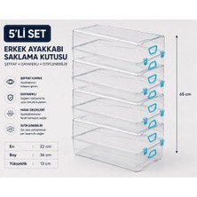 Loremp 5’li Set Erkek Ayakkabı Saklama Kutusu Şeffaf Kapaklı Istiflenebilir Ayakkabı Düzenleyici Organizer