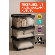 Loremp Tekerlekli Saklama Kutusu Düzenleyici 80 Lt Saklama Kabı 3 Adet Çok Amaçlı Saklama
