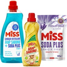 Miss Sıvı Çamaşır Deterjanı - Soda Plus - Arap Sabunu 3 Lü Temizlik Seti