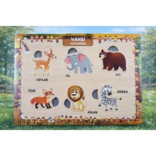Maketçiniz Ahşap+Eva Eğitici Bul Tak Puzzle Vahşi Hayvanlar Montessori Zeka ve Motor Beceri Geliştirici Oyuncak