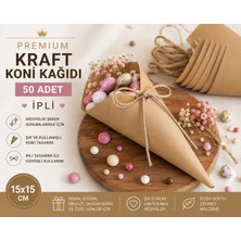 Orbak Kağıt Premium Kraft Koni Kağıdı 50 Adet | Ipli Hediyelik Ikram ve Şeker Sunum Külahı