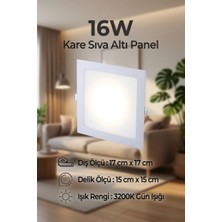 AC Aydınlatma 16W Kare Sıva Altı LED Panel Armatür 3200K Gün Işığı – 17X17 cm | 15X15 cm Delik Ölçüsü