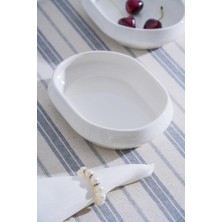 Acar JEA-07401 Rumi 4 Adet Porselen Oval Kayık Sunum Tabak 16 cm