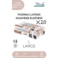 CoreMed Lateks Pudralı Muayene Eldiveni L-1 Koli-20 Paket-2000'li